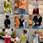 Cardigan For Women Long Sleeve Cardigan Summer Cropped Cardigan Knitted V neck Thin Ice Silk Sweaters Sunscreen Shirt Tops Stevvex