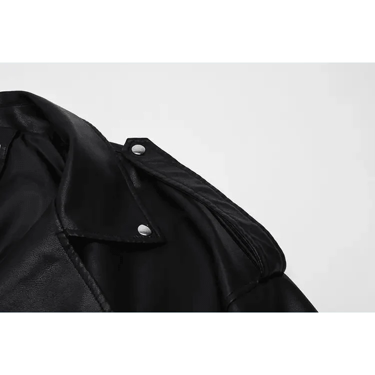 PU Faux Leather Jacket Women Loose Sashes Casual Biker Jackets Outwear Female Tops BF Style Black Leather Jacket Coat Stevvex