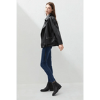 PU Faux Leather Jacket Women Loose Sashes Casual Biker Jackets Outwear Female Tops BF Style Black Leather Jacket Coat Stevvex