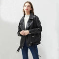 PU Faux Leather Jacket Women Loose Sashes Casual Biker Jackets Outwear Female Tops BF Style Black Leather Jacket Coat Stevvex