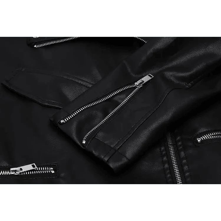 PU Faux Leather Jacket Women Loose Sashes Casual Biker Jackets Outwear Female Tops BF Style Black Leather Jacket Coat Stevvex
