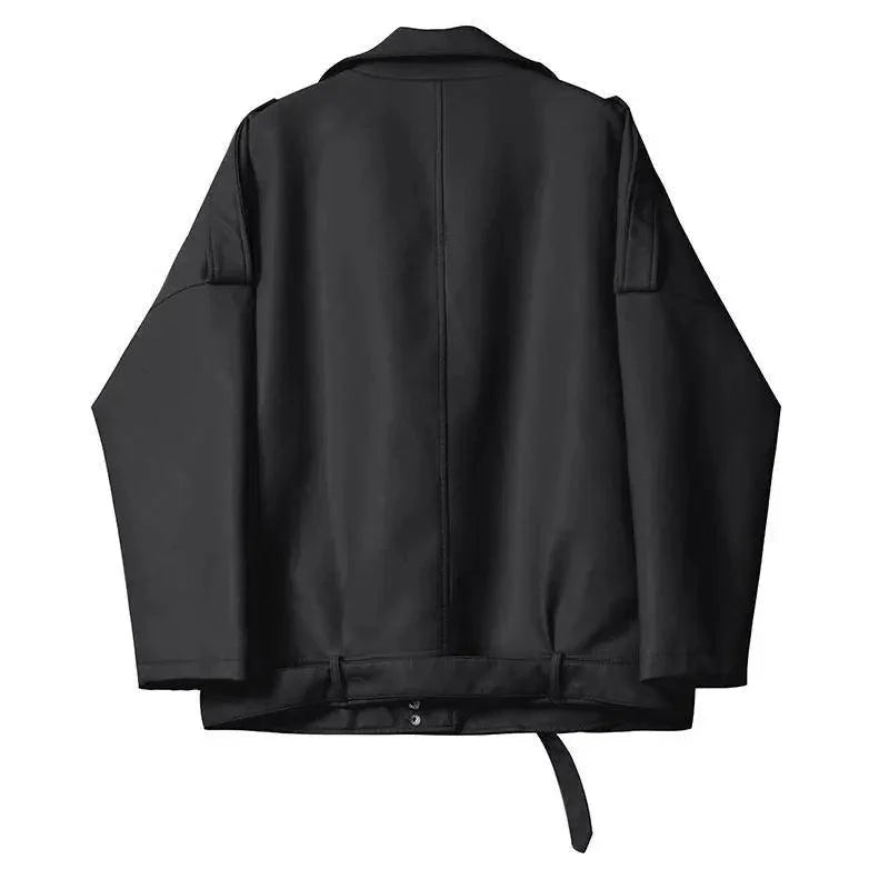 PU Faux Leather Jacket Women Loose Sashes Casual Biker Jackets Outwear Female Tops BF Style Black Leather Jacket Coat Stevvex