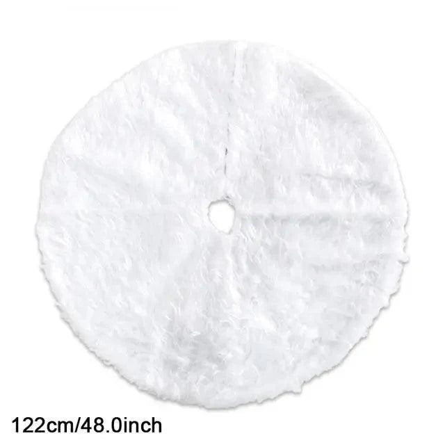 White Christmas Tree Skirt Plush Faux Fur Xmas Tree Carpet Merry Christmas Tree Decorations Ornament New Year Home Decor Stevvex