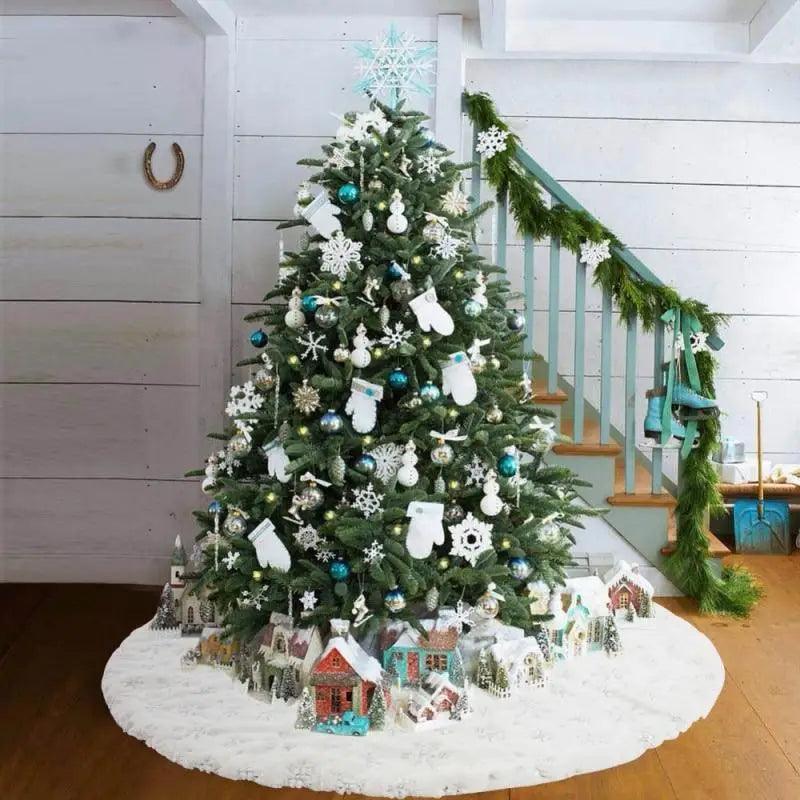White Christmas Tree Skirt Plush Faux Fur Xmas Tree Carpet Merry Christmas Tree Decorations Ornament New Year Home Decor Stevvex