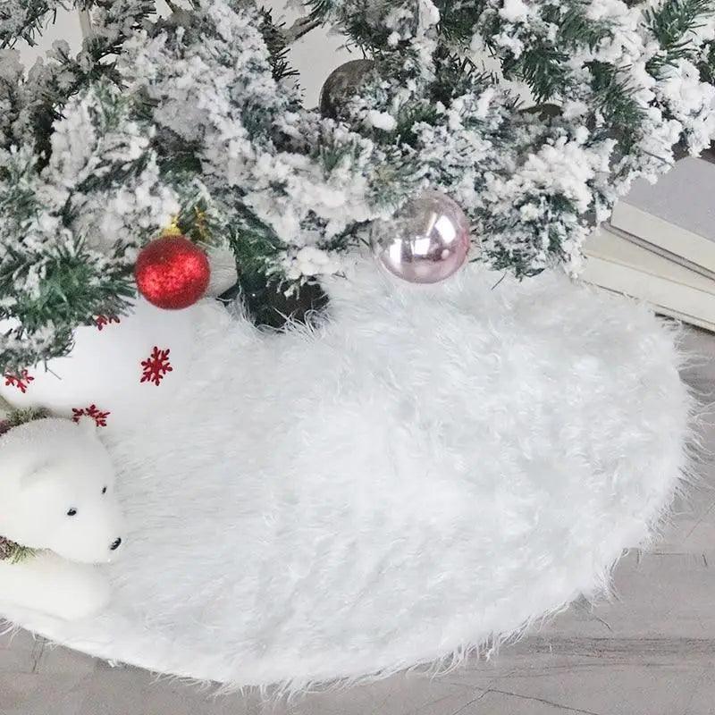 White Christmas Tree Skirt Plush Faux Fur Xmas Tree Carpet Merry Christmas Tree Decorations Ornament New Year Home Decor Stevvex