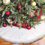 White Christmas Tree Skirt Plush Faux Fur Xmas Tree Carpet Merry Christmas Tree Decorations Ornament New Year Home Decor Stevvex