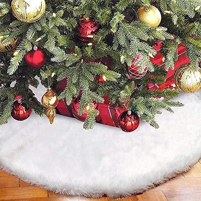 White Christmas Tree Skirt Plush Faux Fur Xmas Tree Carpet Merry Christmas Tree Decorations Ornament New Year Home Decor Stevvex