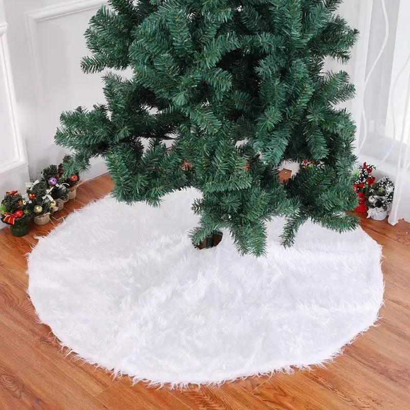 White Christmas Tree Skirt Plush Faux Fur Xmas Tree Carpet Merry Christmas Tree Decorations Ornament New Year Home Decor Stevvex