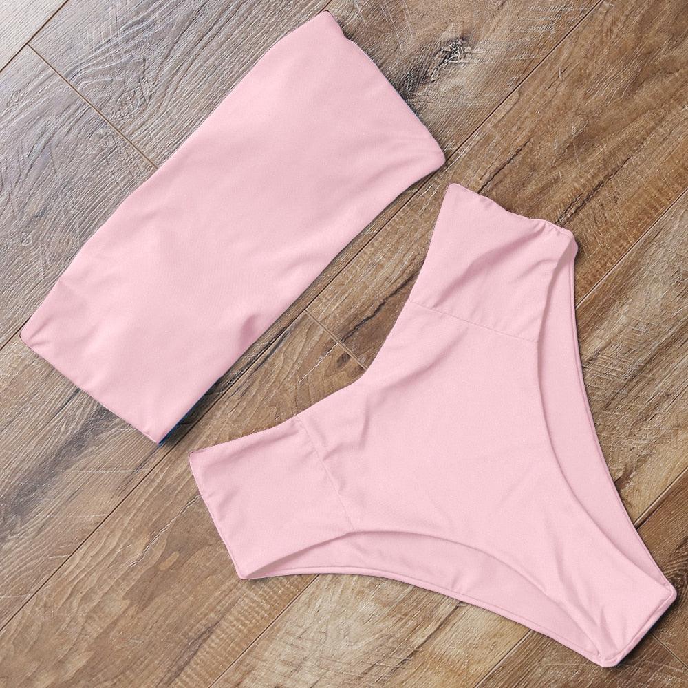 Top Swimsuit Push Up Bikini Set Women's Crop Top High Waist Swimsuit Sport High Cut Bikini Set Two Piece Bathing Suits High Waist Solid Bathing Suit Summer Swimwear Women Beachwear Stevvex