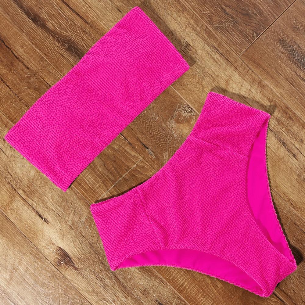 Top Swimsuit Push Up Bikini Set Women's Crop Top High Waist Swimsuit Sport High Cut Bikini Set Two Piece Bathing Suits High Waist Solid Bathing Suit Summer Swimwear Women Beachwear Stevvex
