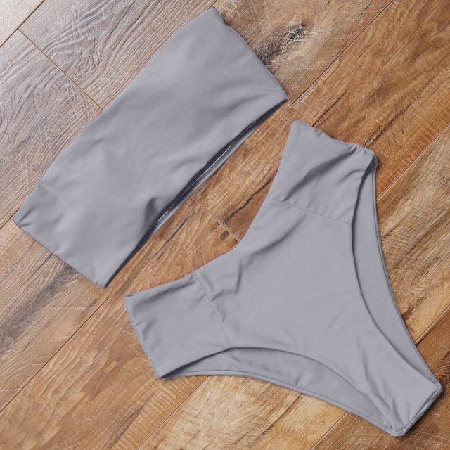 Top Swimsuit Push Up Bikini Set Women's Crop Top High Waist Swimsuit Sport High Cut Bikini Set Two Piece Bathing Suits High Waist Solid Bathing Suit Summer Swimwear Women Beachwear Stevvex