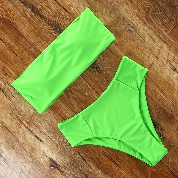 Top Swimsuit Push Up Bikini Set Women's Crop Top High Waist Swimsuit Sport High Cut Bikini Set Two Piece Bathing Suits High Waist Solid Bathing Suit Summer Swimwear Women Beachwear Stevvex
