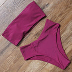 Top Swimsuit Push Up Bikini Set Women's Crop Top High Waist Swimsuit Sport High Cut Bikini Set Two Piece Bathing Suits High Waist Solid Bathing Suit Summer Swimwear Women Beachwear Stevvex