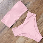Top Swimsuit Push Up Bikini Set Women's Crop Top High Waist Swimsuit Sport High Cut Bikini Set Two Piece Bathing Suits High Waist Solid Bathing Suit Summer Swimwear Women Beachwear Stevvex