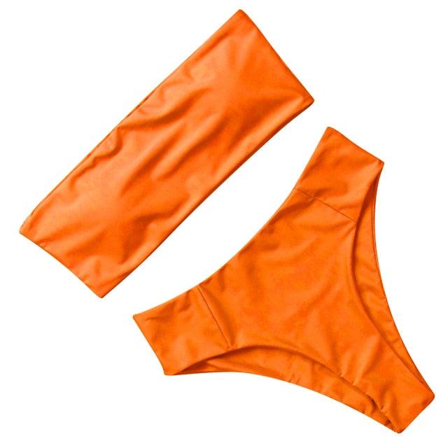 Top Swimsuit Push Up Bikini Set Women's Crop Top High Waist Swimsuit Sport High Cut Bikini Set Two Piece Bathing Suits High Waist Solid Bathing Suit Summer Swimwear Women Beachwear Stevvex