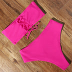 Top Swimsuit Push Up Bikini Set Women's Crop Top High Waist Swimsuit Sport High Cut Bikini Set Two Piece Bathing Suits High Waist Solid Bathing Suit Summer Swimwear Women Beachwear Stevvex