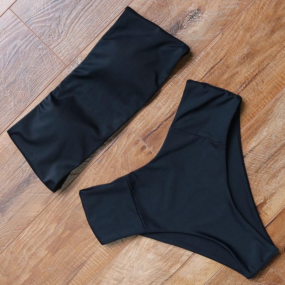 Top Swimsuit Push Up Bikini Set Women's Crop Top High Waist Swimsuit Sport High Cut Bikini Set Two Piece Bathing Suits High Waist Solid Bathing Suit Summer Swimwear Women Beachwear Stevvex