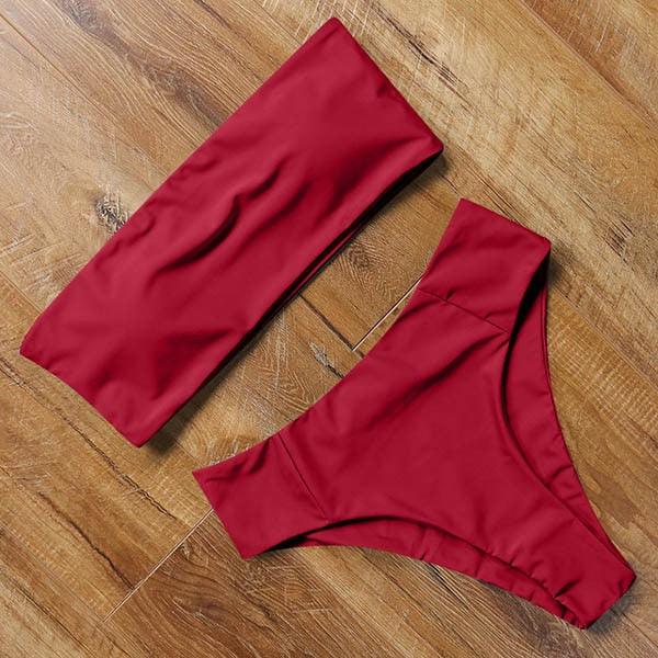 Top Swimsuit Push Up Bikini Set Women's Crop Top High Waist Swimsuit Sport High Cut Bikini Set Two Piece Bathing Suits High Waist Solid Bathing Suit Summer Swimwear Women Beachwear Stevvex