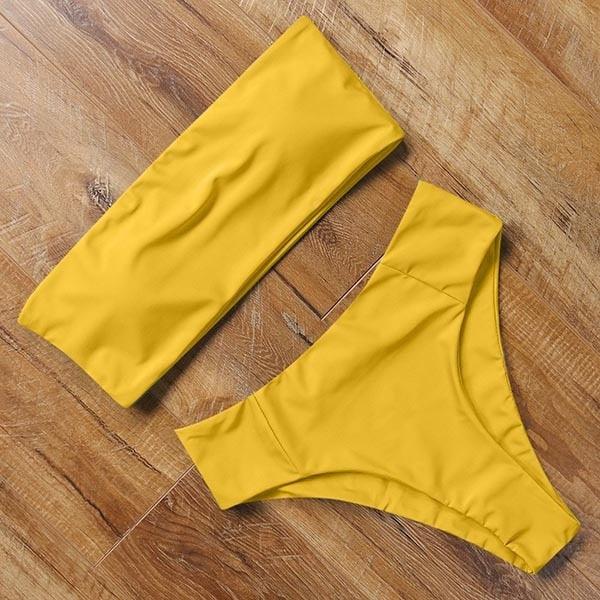 Top Swimsuit Push Up Bikini Set Women's Crop Top High Waist Swimsuit Sport High Cut Bikini Set Two Piece Bathing Suits High Waist Solid Bathing Suit Summer Swimwear Women Beachwear Stevvex