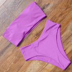 Top Swimsuit Push Up Bikini Set Women's Crop Top High Waist Swimsuit Sport High Cut Bikini Set Two Piece Bathing Suits High Waist Solid Bathing Suit Summer Swimwear Women Beachwear Stevvex