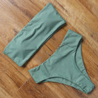 Top Swimsuit Push Up Bikini Set Women's Crop Top High Waist Swimsuit Sport High Cut Bikini Set Two Piece Bathing Suits High Waist Solid Bathing Suit Summer Swimwear Women Beachwear Stevvex