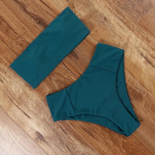 Top Swimsuit Push Up Bikini Set Women's Crop Top High Waist Swimsuit Sport High Cut Bikini Set Two Piece Bathing Suits High Waist Solid Bathing Suit Summer Swimwear Women Beachwear Stevvex