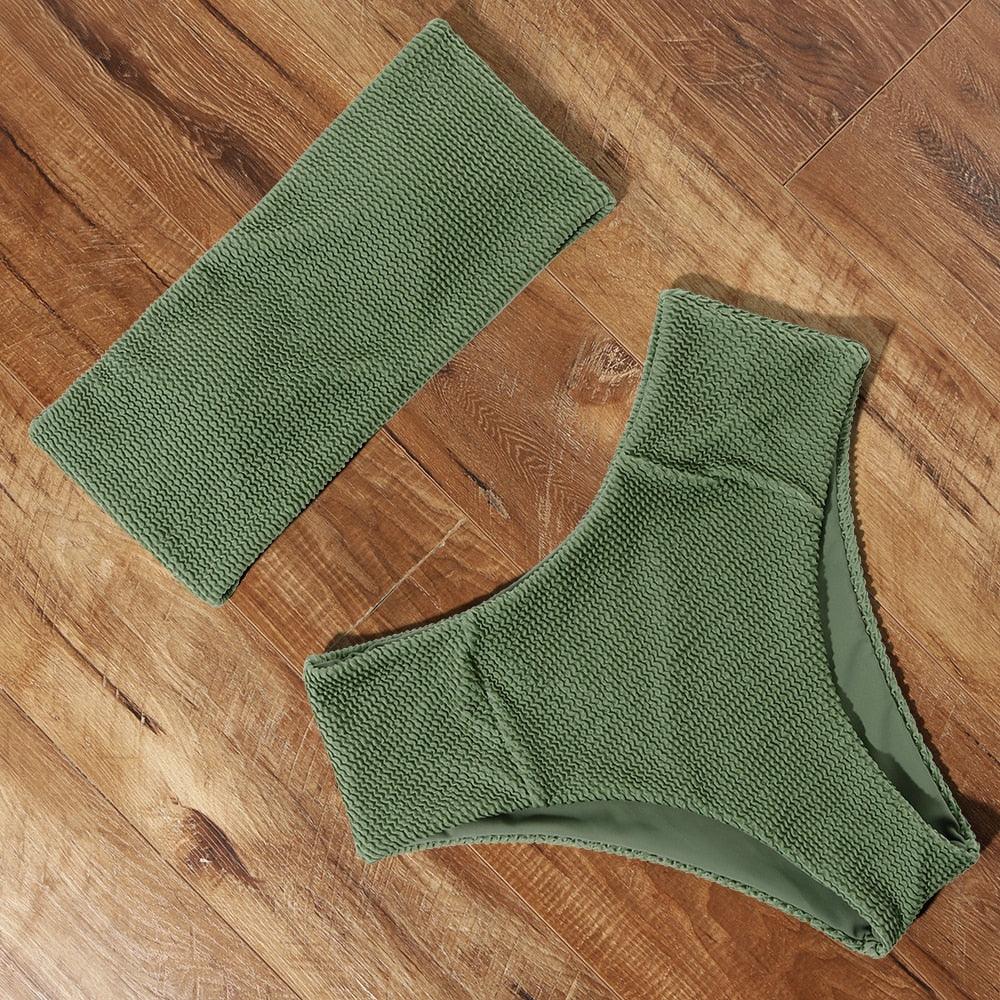Top Swimsuit Push Up Bikini Set Women's Crop Top High Waist Swimsuit Sport High Cut Bikini Set Two Piece Bathing Suits High Waist Solid Bathing Suit Summer Swimwear Women Beachwear Stevvex