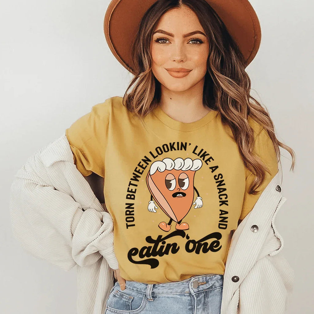 Torn Between Lookin' Like A Snack And Eating One Pumpkin Pie Tee Peachy Sunday