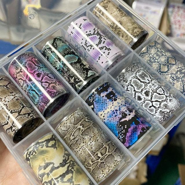 Tortoiseshell Amber Nails Tortoise Shell Nail Art Foil Transfer Decals Wraps Tips Nail Manicure Decorations Leopard Nail Foil Transfer Stickers Leopard Snake Laser Gold Design Nail Foil Decals Art Sticker for Women Manicure Tips Stevvex