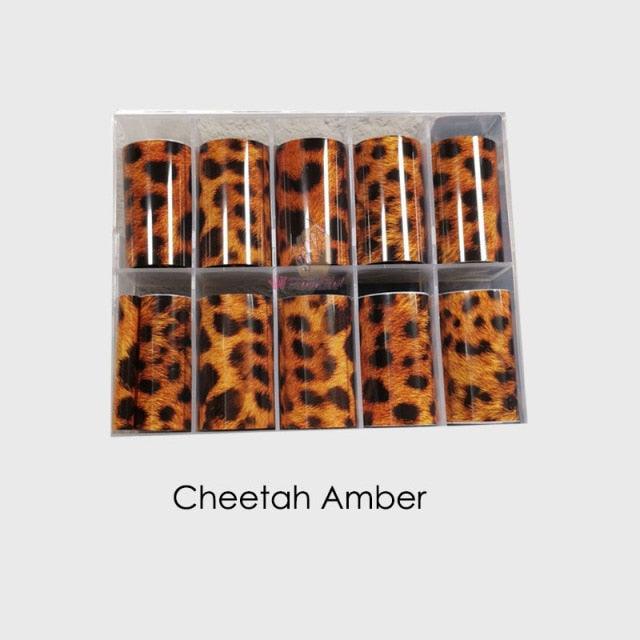 Tortoiseshell Amber Nails Tortoise Shell Nail Art Foil Transfer Decals Wraps Tips Nail Manicure Decorations Leopard Nail Foil Transfer Stickers Leopard Snake Laser Gold Design Nail Foil Decals Art Sticker for Women Manicure Tips Stevvex