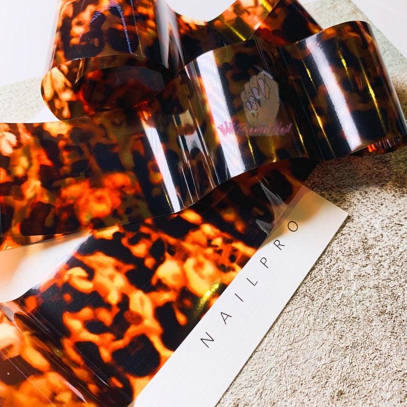 Tortoiseshell Amber Nails Tortoise Shell Nail Art Foil Transfer Decals Wraps Tips Nail Manicure Decorations Leopard Nail Foil Transfer Stickers Leopard Snake Laser Gold Design Nail Foil Decals Art Sticker for Women Manicure Tips Stevvex