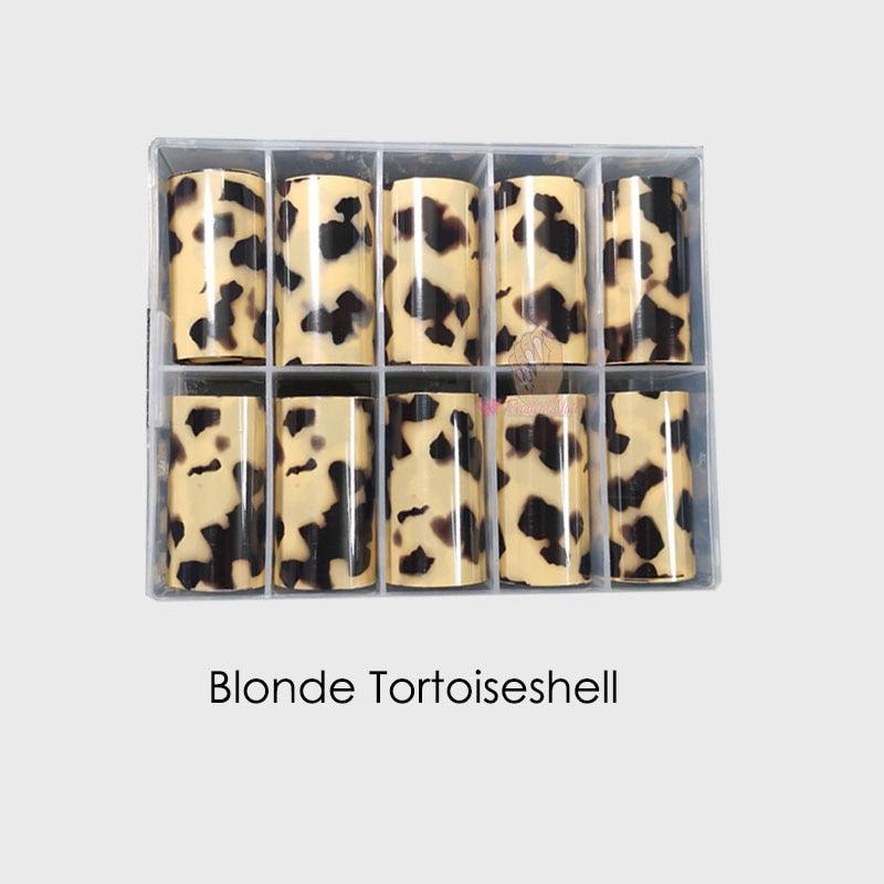 Tortoiseshell Amber Nails Tortoise Shell Nail Art Foil Transfer Decals Wraps Tips Nail Manicure Decorations Leopard Nail Foil Transfer Stickers Leopard Snake Laser Gold Design Nail Foil Decals Art Sticker for Women Manicure Tips Stevvex