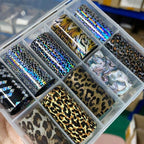 Tortoiseshell Amber Nails Tortoise Shell Nail Art Foil Transfer Decals Wraps Tips Nail Manicure Decorations Leopard Nail Foil Transfer Stickers Leopard Snake Laser Gold Design Nail Foil Decals Art Sticker for Women Manicure Tips Stevvex