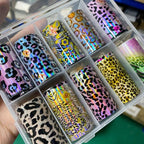 Tortoiseshell Amber Nails Tortoise Shell Nail Art Foil Transfer Decals Wraps Tips Nail Manicure Decorations Leopard Nail Foil Transfer Stickers Leopard Snake Laser Gold Design Nail Foil Decals Art Sticker for Women Manicure Tips Stevvex