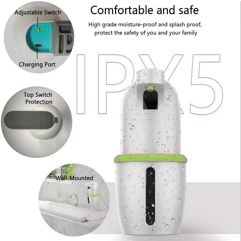 Touchless Automatic Soap Dispenser USB Charging Smart Foam Machine Infrared Sensor Foam Soap Dispenser Hand Sanitizer Touchless Commercial Easy Refill Soap & Sanitizer Holder Hand Free Sensor Wall Mount Adjustable Liquid Gel Stevvex