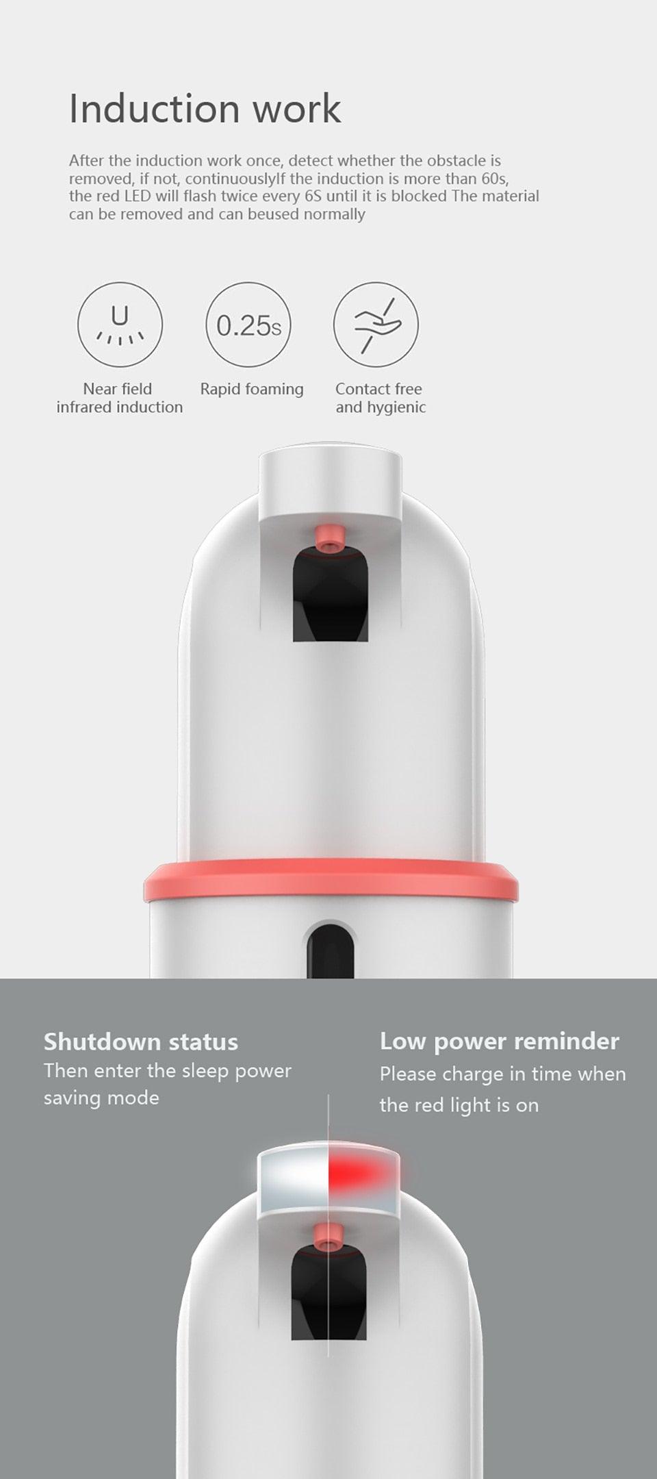 Touchless Automatic Soap Dispenser USB Charging Smart Foam Machine Infrared Sensor Foam Soap Dispenser Hand Sanitizer Touchless Commercial Easy Refill Soap & Sanitizer Holder Hand Free Sensor Wall Mount Adjustable Liquid Gel Stevvex