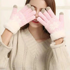 Touchscreen Thick Knitted Full Finger Women Gloves Classic Warm Soft Stylish Gloves For Women Stevvex