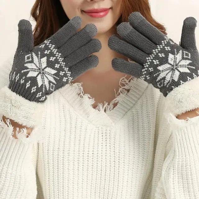 Touchscreen Thick Knitted Full Finger Women Gloves Classic Warm Soft Stylish Gloves For Women Stevvex