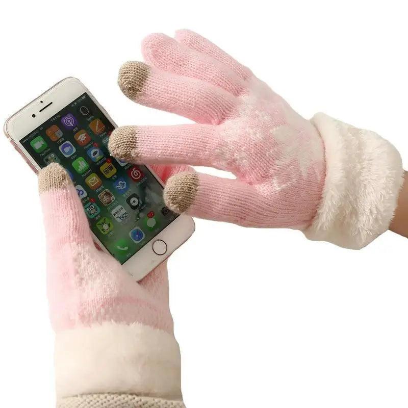 Touchscreen Thick Knitted Full Finger Women Gloves Classic Warm Soft Stylish Gloves For Women Stevvex
