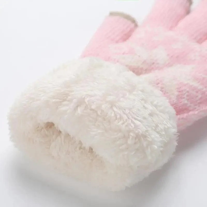 Touchscreen Thick Knitted Full Finger Women Gloves Classic Warm Soft Stylish Gloves For Women Stevvex