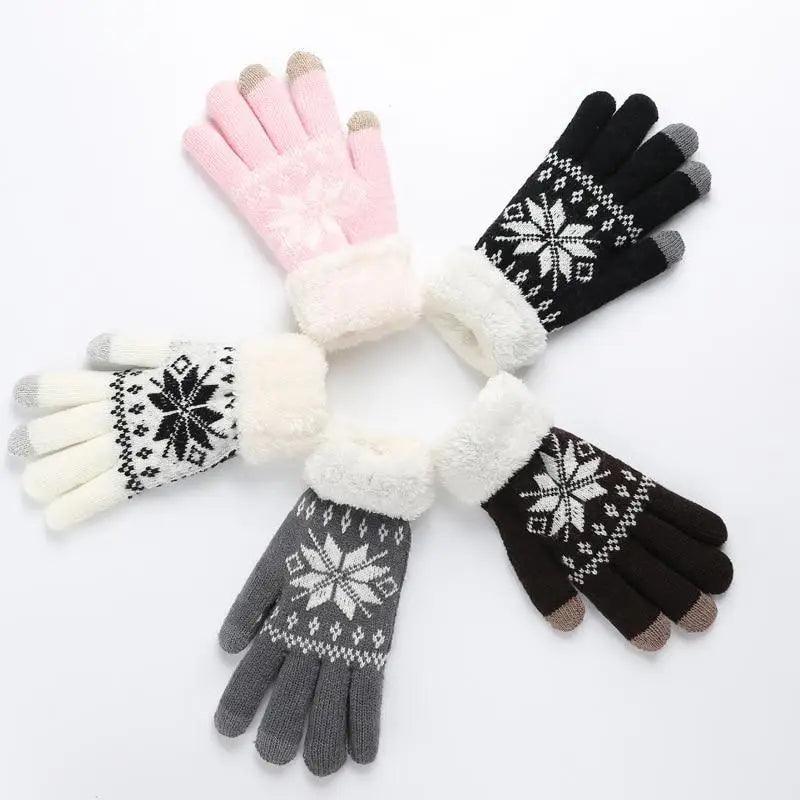 Touchscreen Thick Knitted Full Finger Women Gloves Classic Warm Soft Stylish Gloves For Women Stevvex