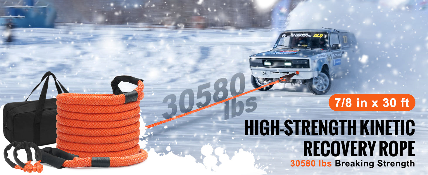 SucceBuy 20/30ft Car Towing Rope Off Road Snatch Tow Strap Rescue Recovery Resistant Which Rope for Jeep Car Truck ATV Tractor Lootquake LLC