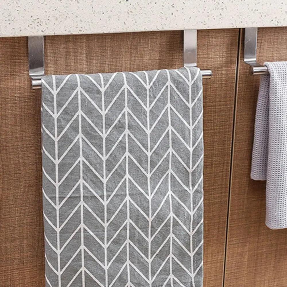 Towel Rack Over Door Towel Bar Hanging Holder Stainless Steel Bathroom Kitchen Cabinet Towel Rag Rack Shelf Hanger Tool Gadget Stevvex