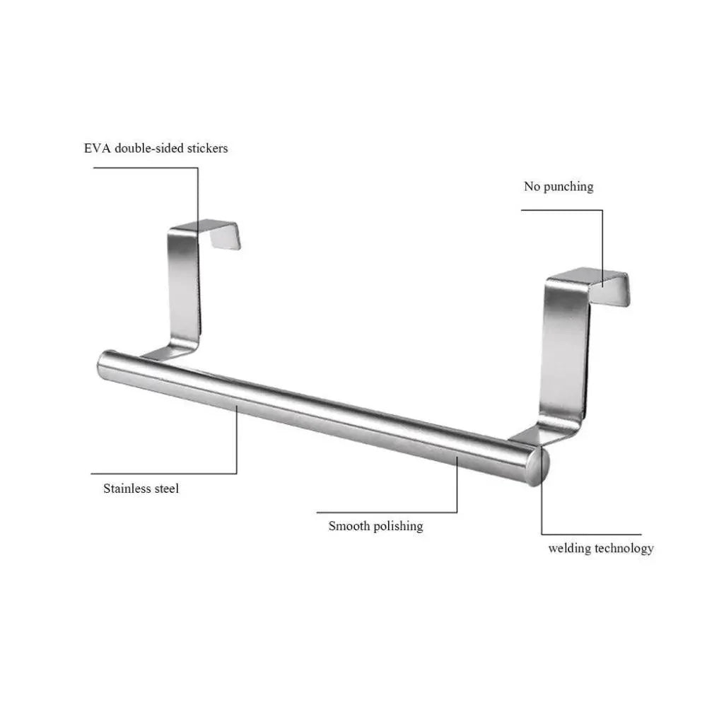 Towel Rack Over Door Towel Bar Hanging Holder Stainless Steel Bathroom Kitchen Cabinet Towel Rag Rack Shelf Hanger Tool Gadget Stevvex