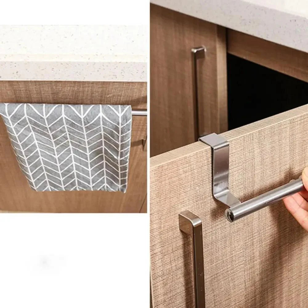 Towel Rack Over Door Towel Bar Hanging Holder Stainless Steel Bathroom Kitchen Cabinet Towel Rag Rack Shelf Hanger Tool Gadget Stevvex