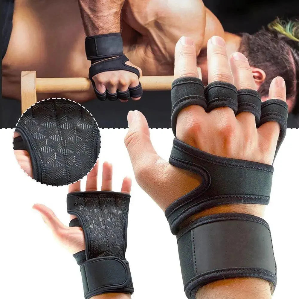 Training Weight Lifting Unisex Gloves Fitness Sports Body Building Gymnastics Grips Gym Hand Palm Wrist Protector Gloves Stevvex