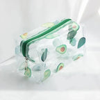 Transparent Flower Print Pencil Case For Students Classic Stationery Case Large Capacity Pencil Bag