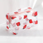 Transparent Flower Print Pencil Case For Students Classic Stationery Case Large Capacity Pencil Bag
