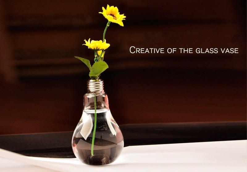 Transparent Glass Bulb Lamp Shape Flower Water Plant Hanging Vase Hydroponic Container Pot For Home Wedding Decoration for Wedding Living Room, Office Party Gift Vase Stevvex
