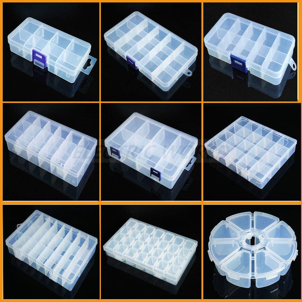 Transparent Plastic Box Screw Compartment Box Jewelry Earring Display Case Container Clear Terminal Organizer Tool Storage boxes Multiple Compartments Jewelry Storage Container Stevvex